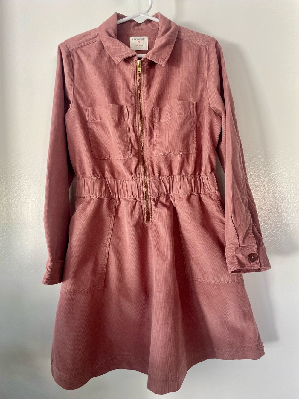 Crewcuts by J.Crew Girls' Long-Sleeve Zip-Front Corduroy Utility Dress
